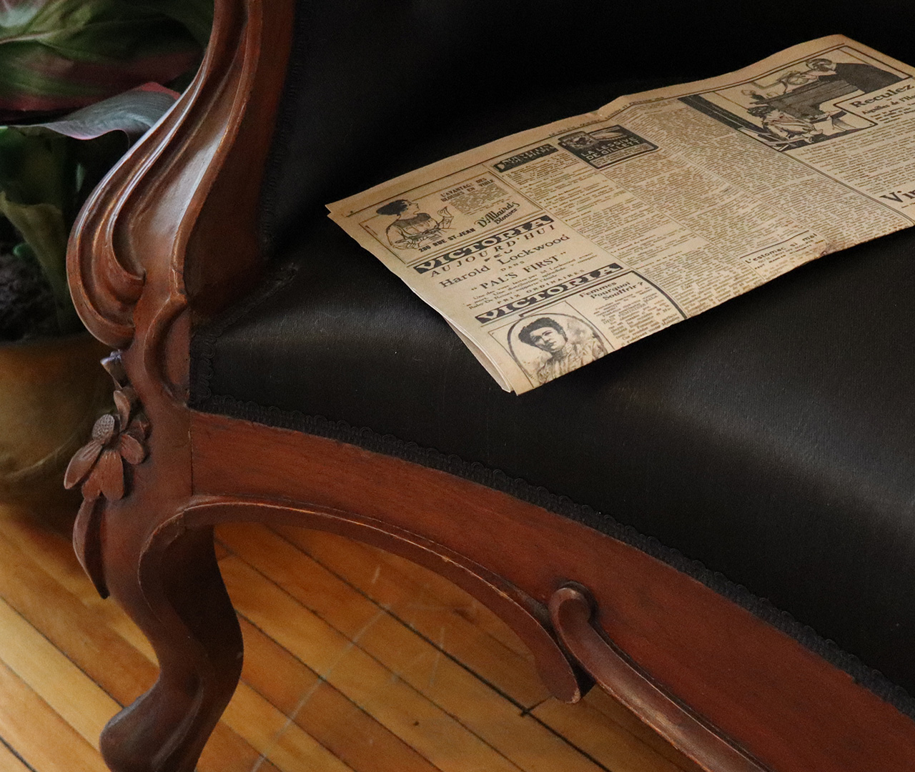 Newspaper on an old sofa
